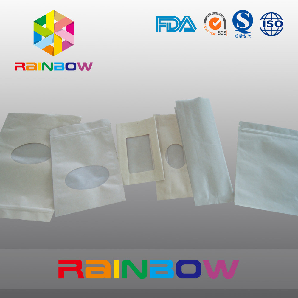 Brown-Kraftpapier-Tasche stehen oben Verpackentasche mit Reißverschluss, Tasche mit Reißverschluss für Süßigkeit/Nahrungsmittel