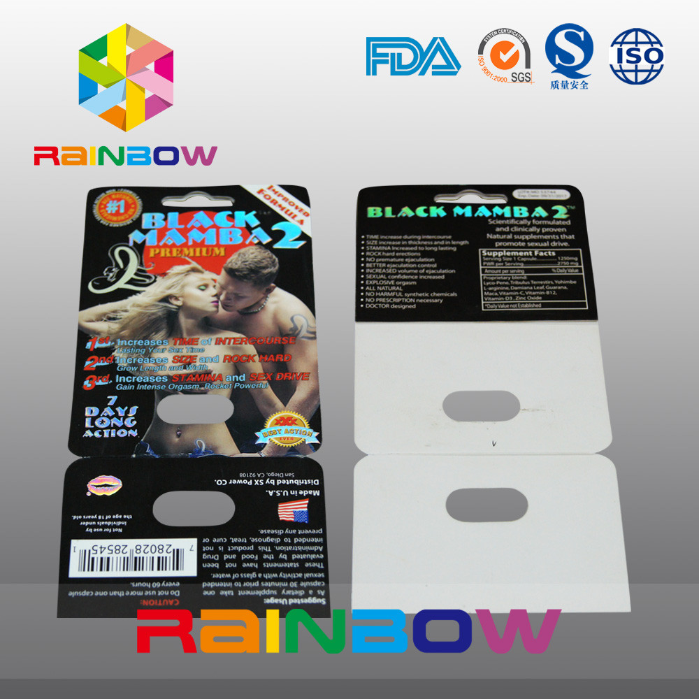 Kundengebundene Papierblasen-Karten-verpackende Papierkarte für sexuelle Pillen