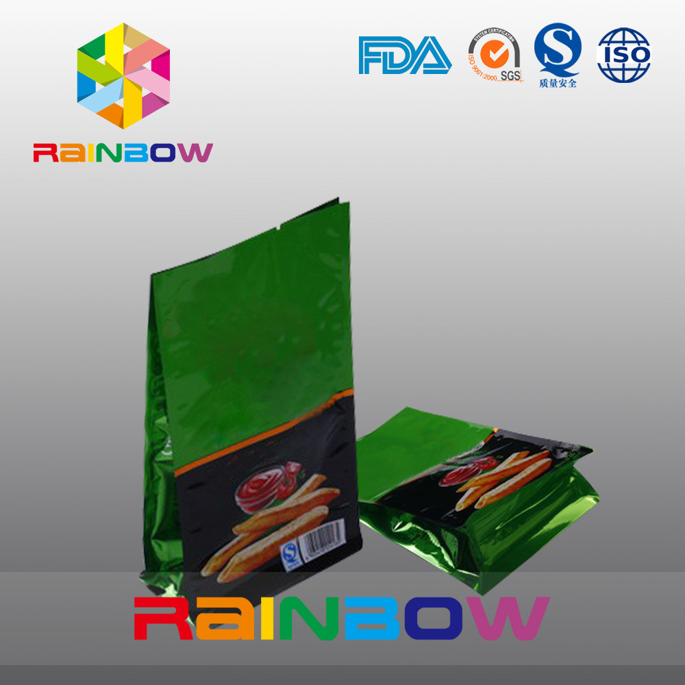 Aluminiumfolie-Plastiktasche, Dichtungs-Beutel der flachen Unterseiten-8 für Snack-Food/Pommes-Frites