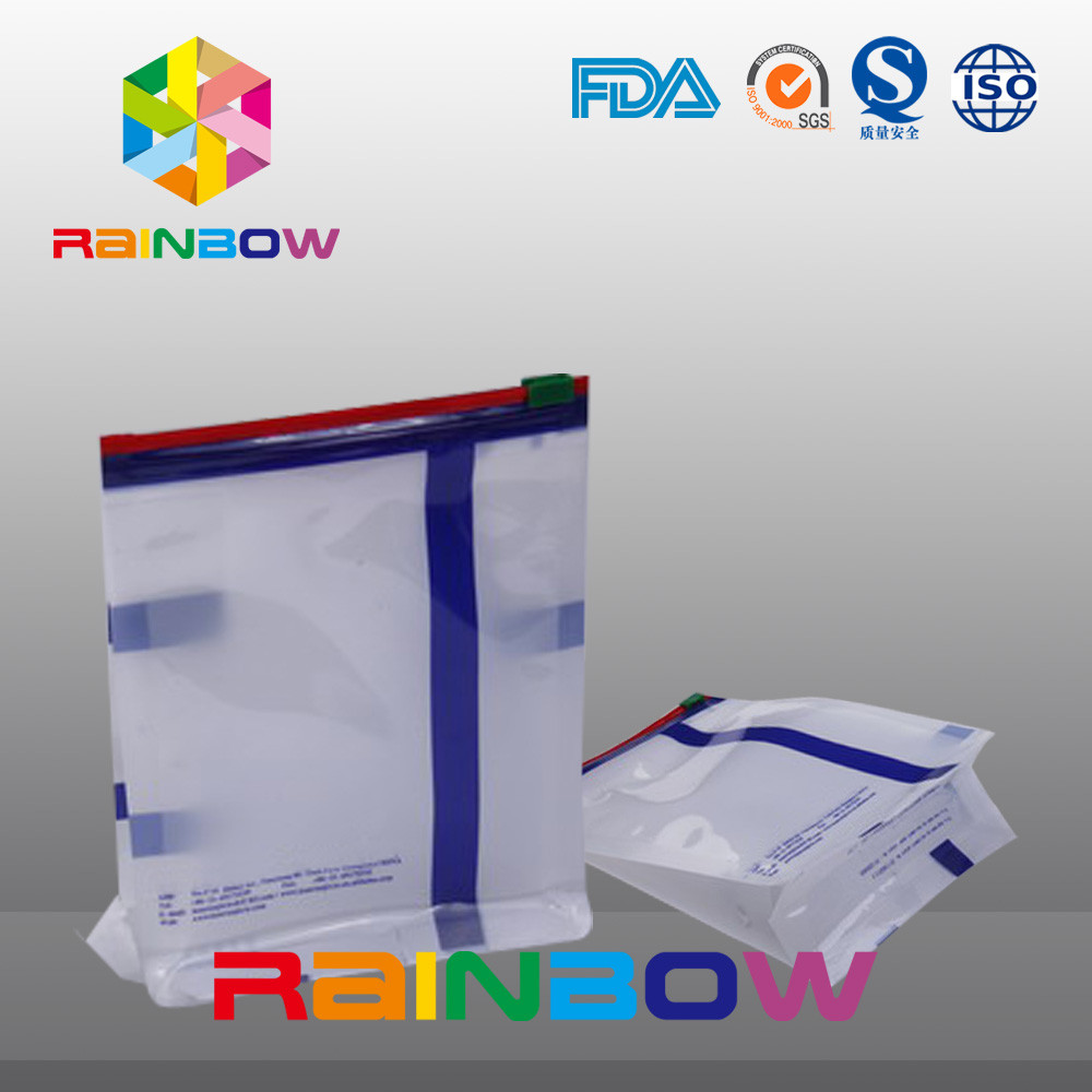 Sondergröße weißer Qual-Dichtungs-flache Unterseiten-Keil-Beutel mit Dia-Reißverschluss für das Verpacken der Lebensmittel