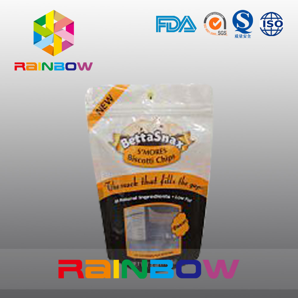 Stehen Sie oben klaren Plastikbeutel die mit Reißverschluss, die mit Schmetterlings-Fall-Loch für Süßigkeit/Snack-Food verpacken