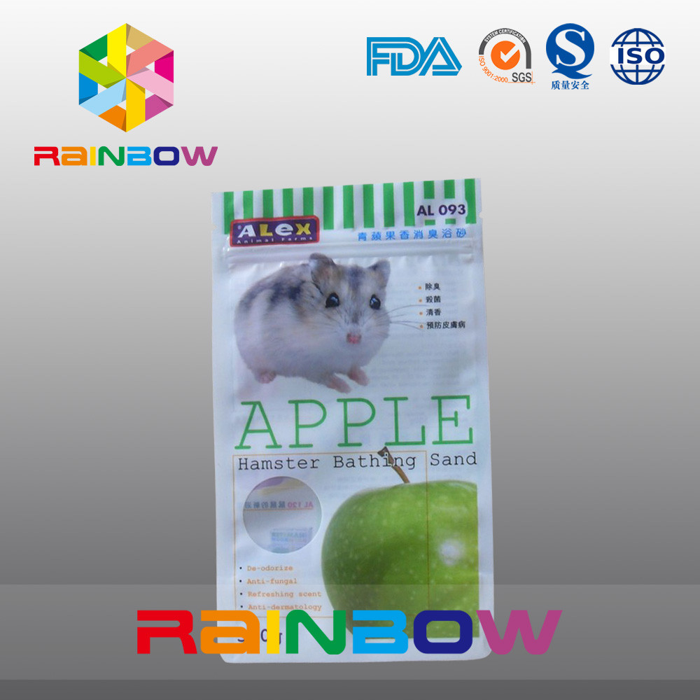 Drei - Seitendichtungs-Beutel mit Reißverschluss mit rundem Fenster für den verpackenden Hamster, der Sand/Nahrung für Haustiere badet