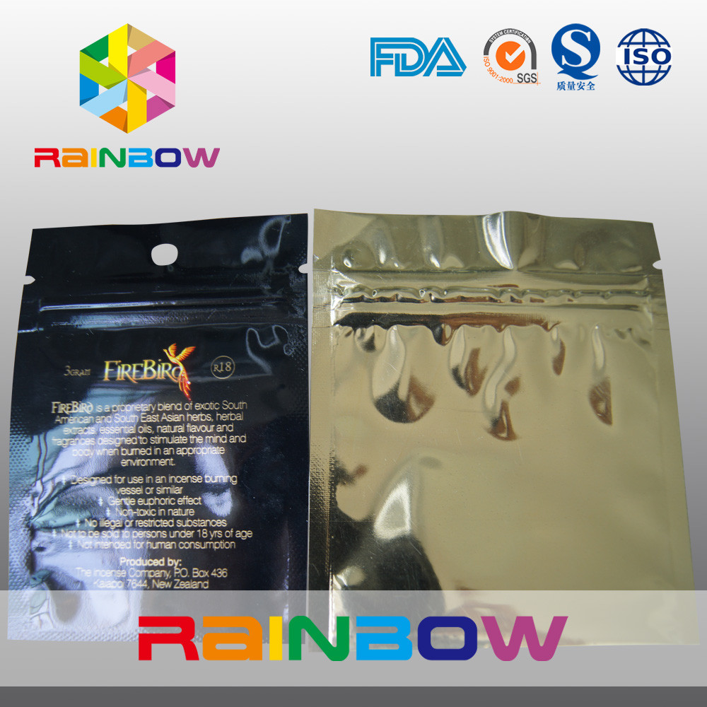 Flache drei Seiten versiegelten Plastik-Folienreißverschluß mit hange Loch