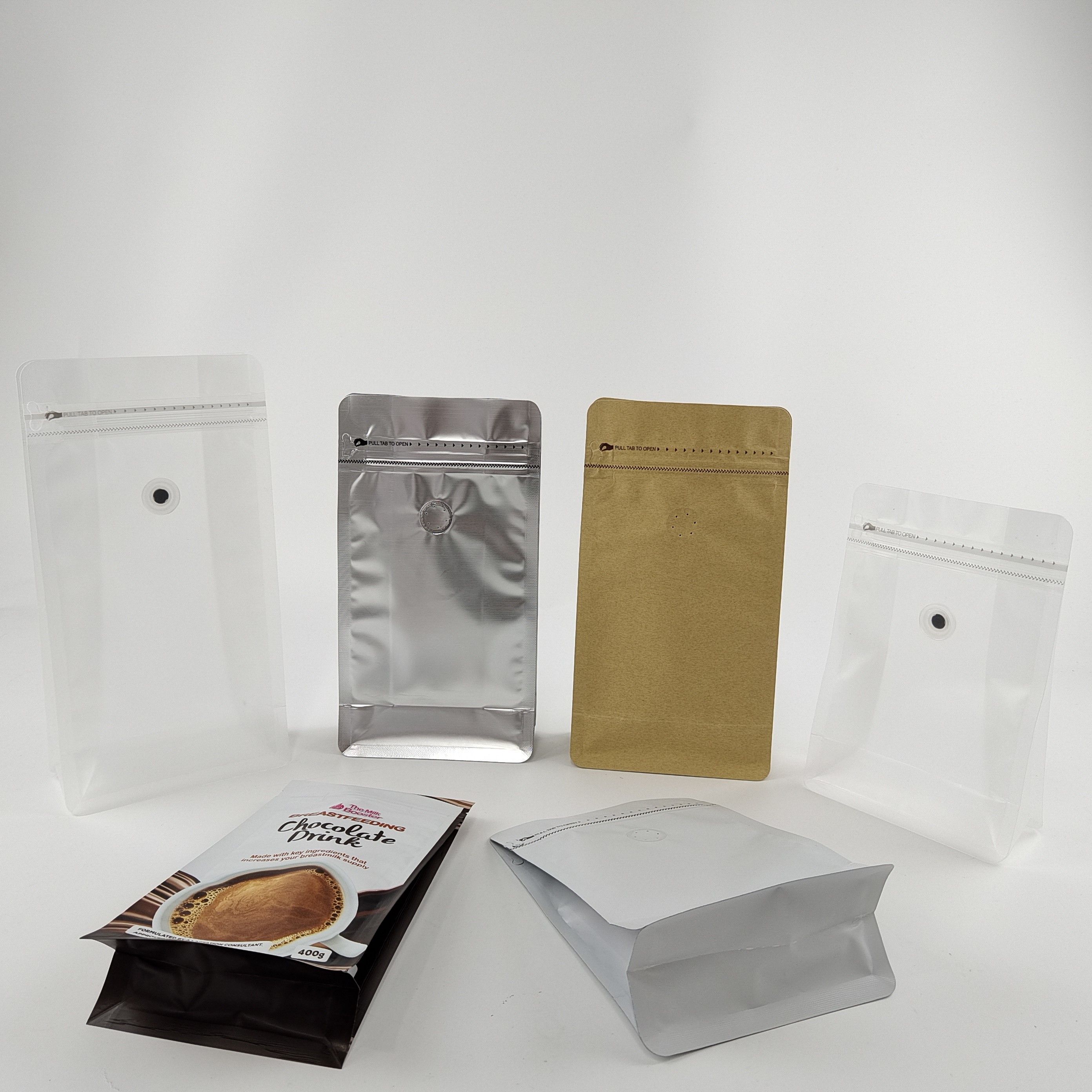 Matte Clear Mylar Aluminum Foil sackt flache untere verpackende Tasche 100g 250g 500g ein