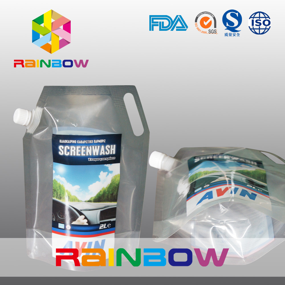 der transparente Beweis des Wassers 3L oder das Drucken steht oben flüssige Tasche Flasche des Tüllen-Beutels