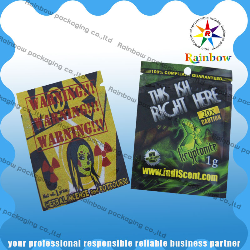 Heißsiegel Plastik- Kräuter-Incens-Taschen, Aluminiumfolie-Taschen-Reißverschluss