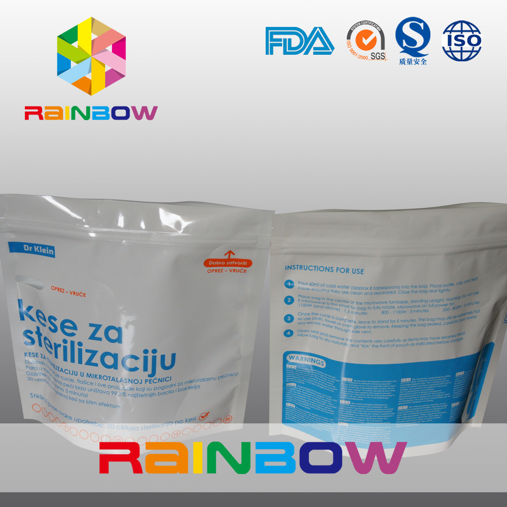 Lamelliertes materielles standd herauf Mikrowellen-Sterilisator-Beutel mit Reißverschluss für Babyflaschen-/-reißverschlussmikrowellenkissen