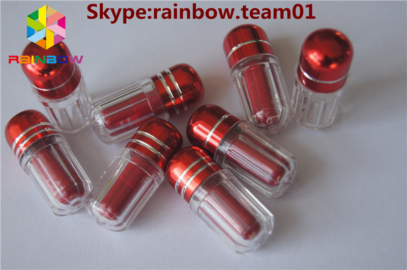 leerer Plastik kapselt Metallkappenblase rhino7 ein u. kapseln Nashorn 25 leere Kapseln der leeren Farbkapseln Plastikkasten ein