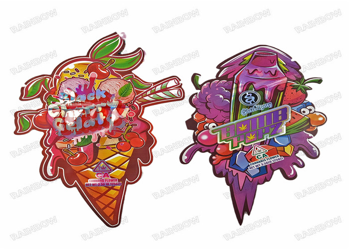 3.5g stempelschnitt essbare ganz eigenhändig geschriebe unregelmäßige spezielle Form-Plastikverpacken- der Lebensmittelreißverschluss-Plastik-Tasche