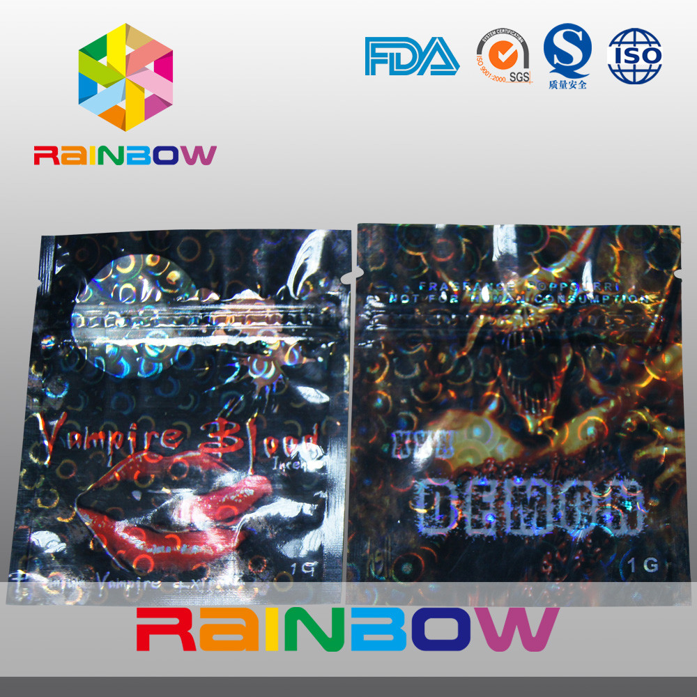 Lamellierte materieller Affe-Kräuterweihrauch-mini Taschen mit Reißverschluss mit Riss-Kerben