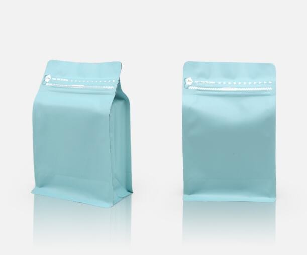 Der Plastikreißverschluß, der kundenspezifische blaue flache Mattunterseite der Druckkaffeetasche verpackt, sackt 250g, 1lb, 2Lb ein