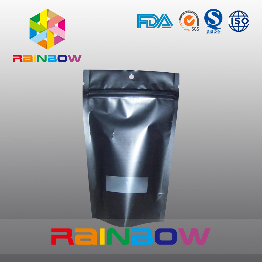 Wiederverwendbarer schwarzer Kaffee-Taschen-Gravüren-Mattdruck Doypack mit Reißverschluss feuchtigkeitsfest