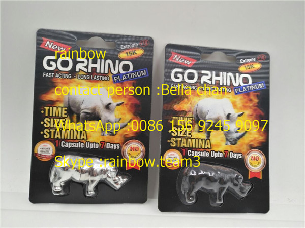 Rhino King USA Sexpillen Verpackung / Geh Rhino Pille Fall / Rhino 7 Plastik 3D-Karte