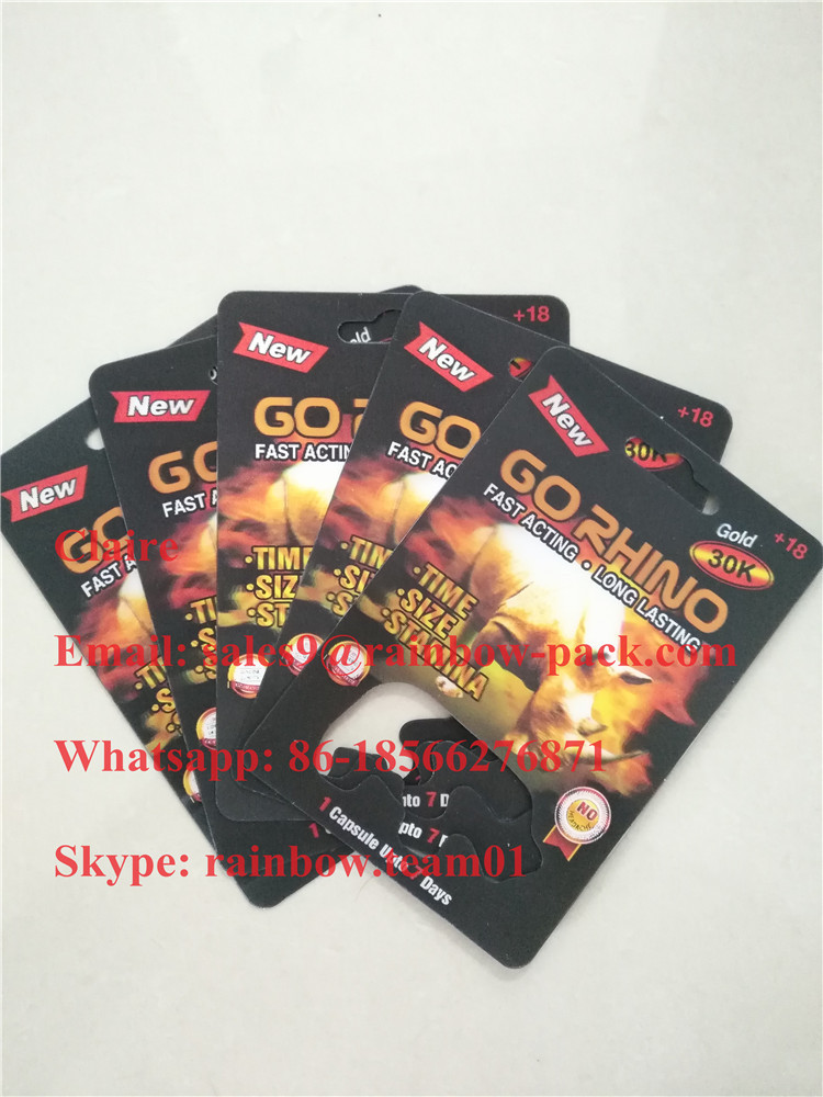 Verpackenkarte der blase 3D der Großhandels-USA-Nashornpille für Go Nashornkapselbehälter/-kugel/-flasche