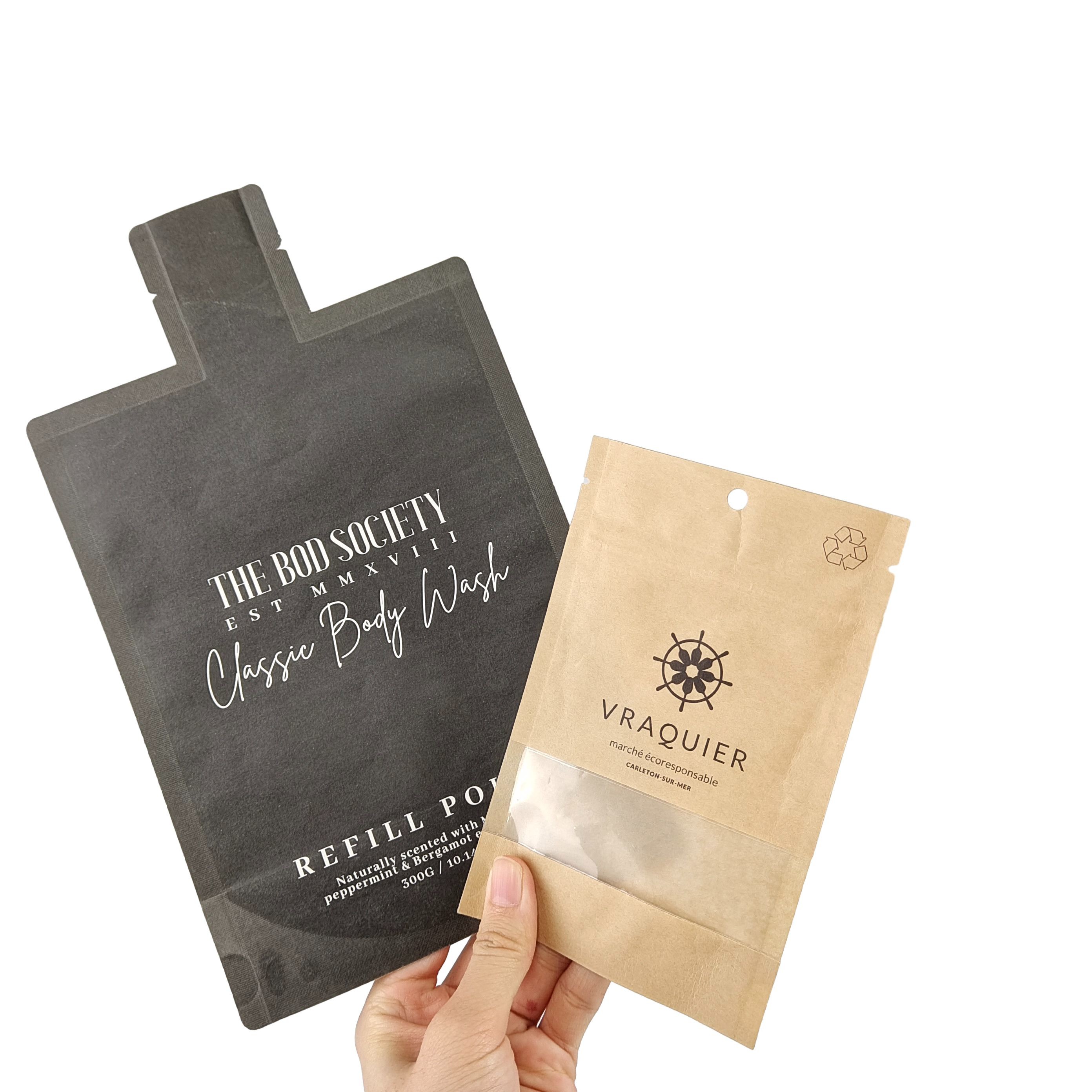 Flachgeruchsdichte Metallfolie Nuss Mylar Heil Siegel Taschen Tasche Frosted Fenster Textur mit Hang Loch Drei Seiten Siegel Tasche