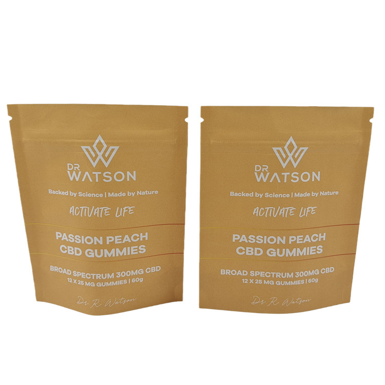 Warm verkaufte kundenspezifische Design gedruckte biologisch abbaubare Stand-up Kraftpapierbeutel Öko-freundliche Gummi-Candy-Verpackung