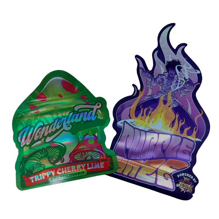 Custom gedruckte Matte Soft Touch Bag 3,5g Mylar Taschen Digitalisch gedruckte Holographische Die Cut Mylar ZiplockBag