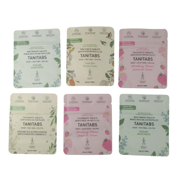 Umweltfreundliche Ziplock-Stand-Up-Lebensmittelverpackungen 100% kompostierbar biologisch abbaubar Kraftpapier-Taschen