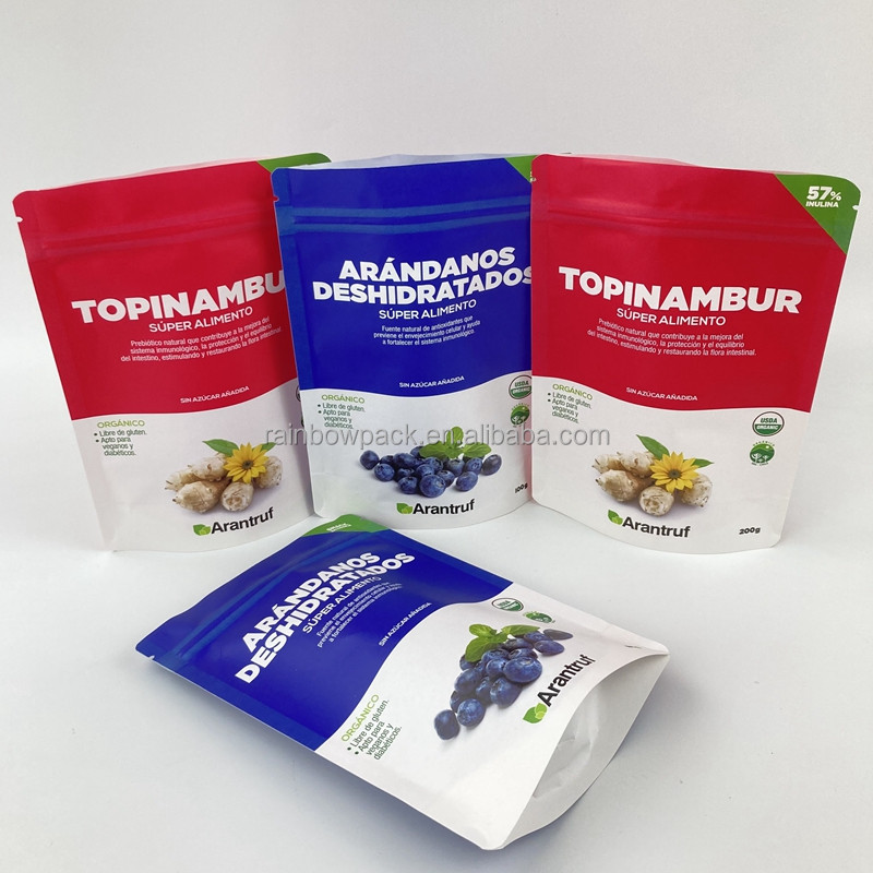 Digitales Drucken Wiederverwendbar biologisch abbaubar, umweltfreundlich, aufrecht stehend, weißes Kraftpapier, Reißverschluss, Reißverschluss