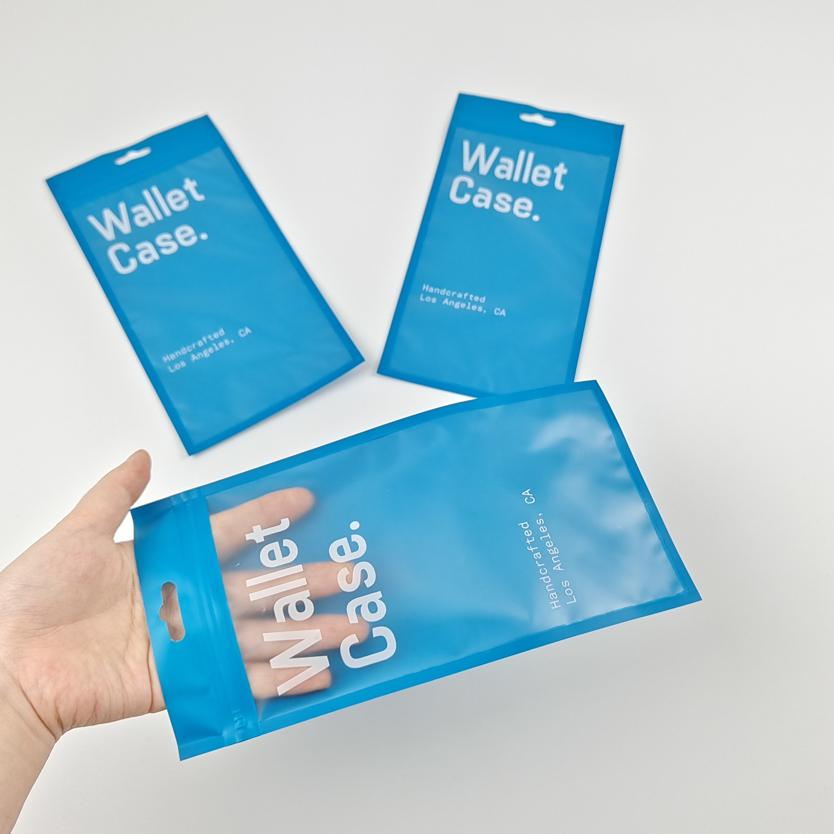 Dreiseitige Versiegelung Reißverschluss Flat Wallet Case Telefonkasten Plastikverpackungstüten