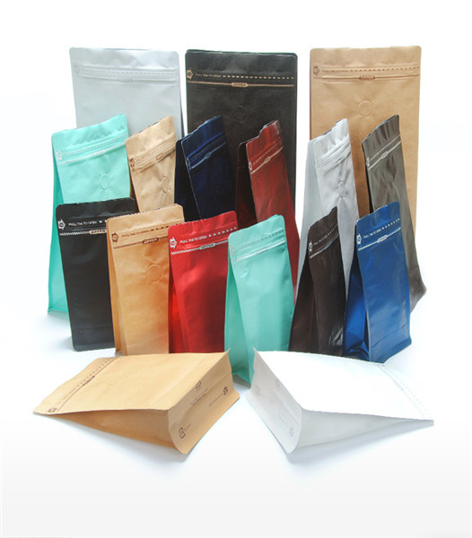 Kraftpapier-Verpackungsbeutel mit flachem Boden Kaffeebeutel mit Entgasventil