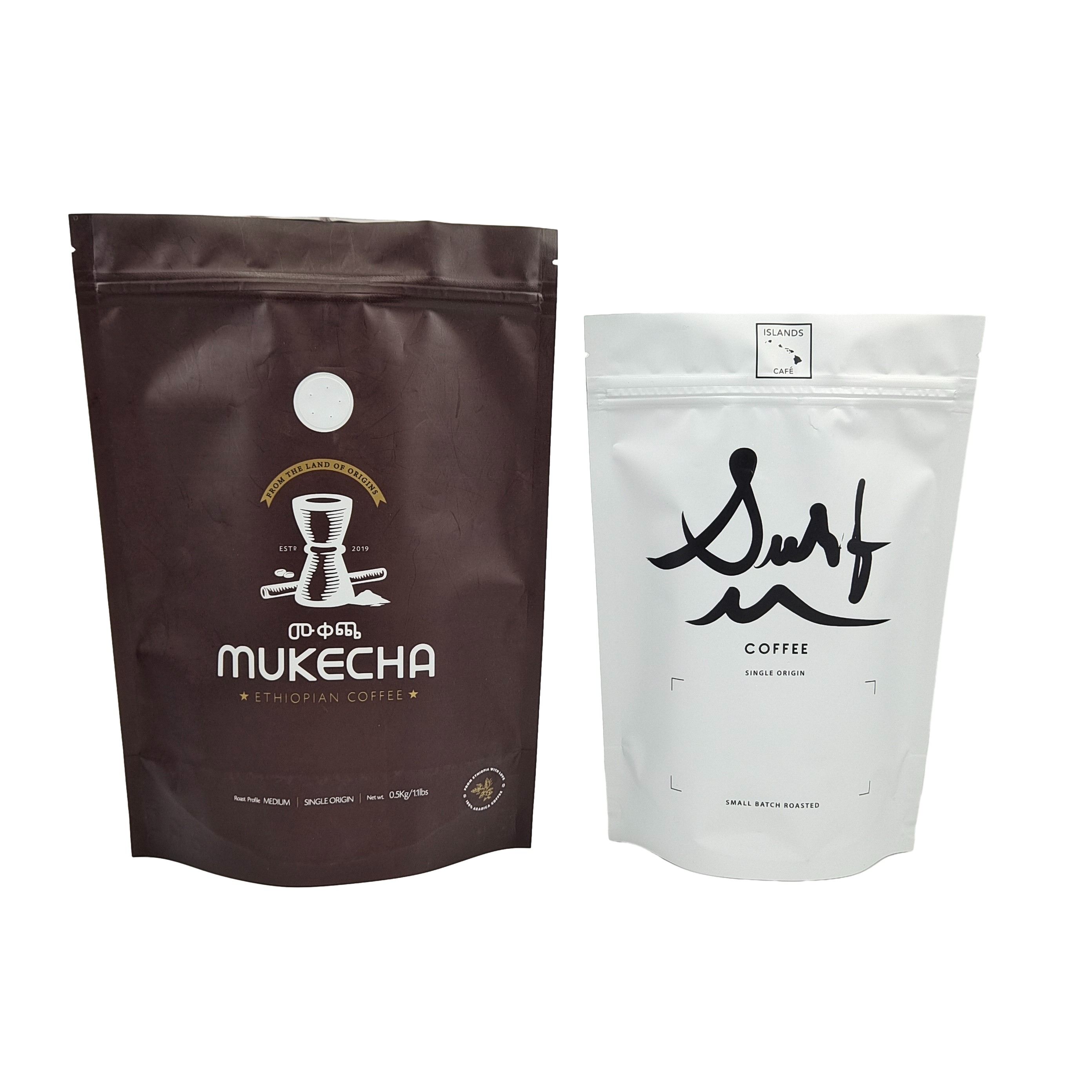 Maßgeschneiderte Farbtüten für Lebensmittel, Logo, gedruckte Verpackung, Kaffee, Stand Up-Zipptüten mit Ventilen