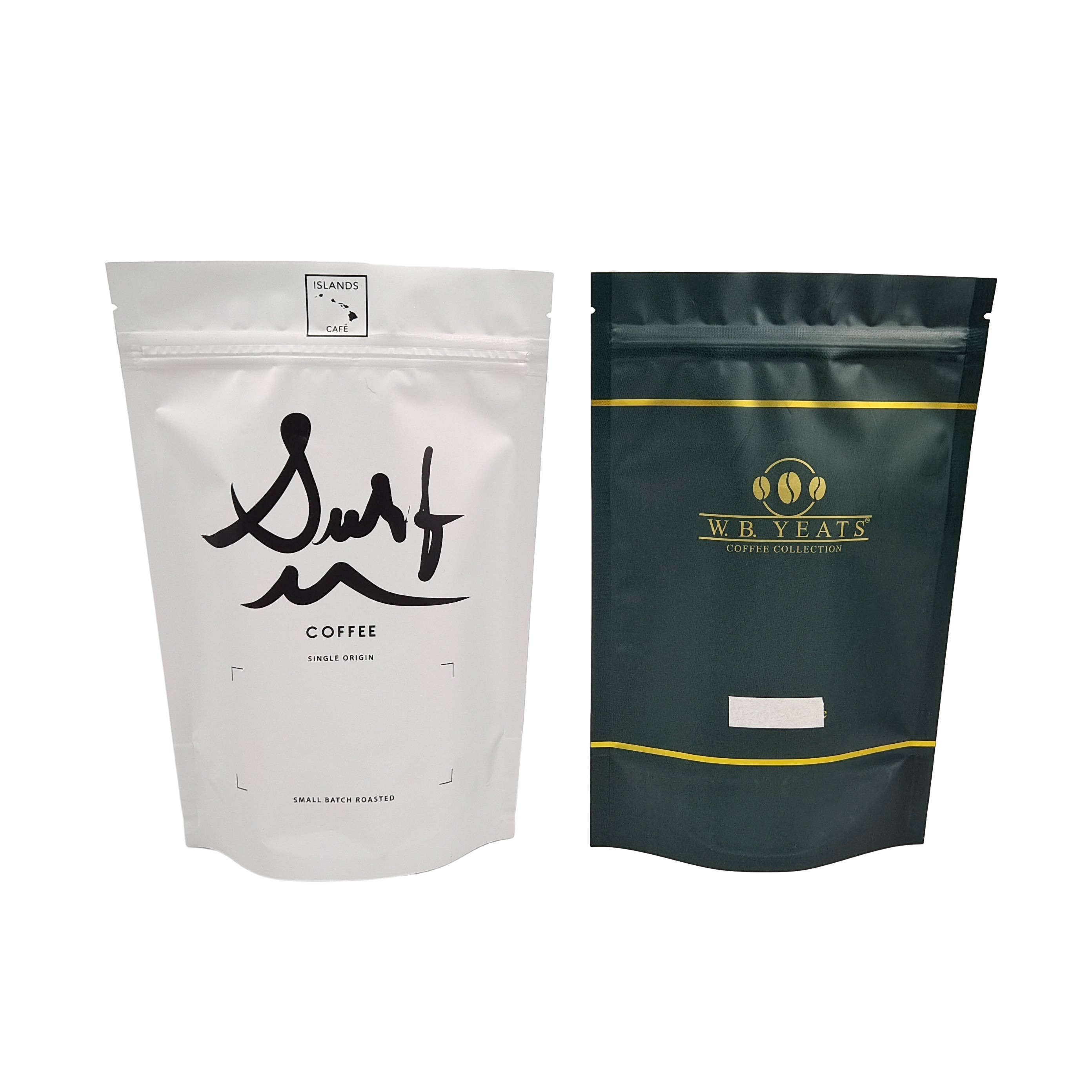 100g 200g Kaffeebohnen kundenspezifische wieder verschließbare Ziplock-Taschen Matte Aluminiumfolie Kaffeetaschen mit Ventilen