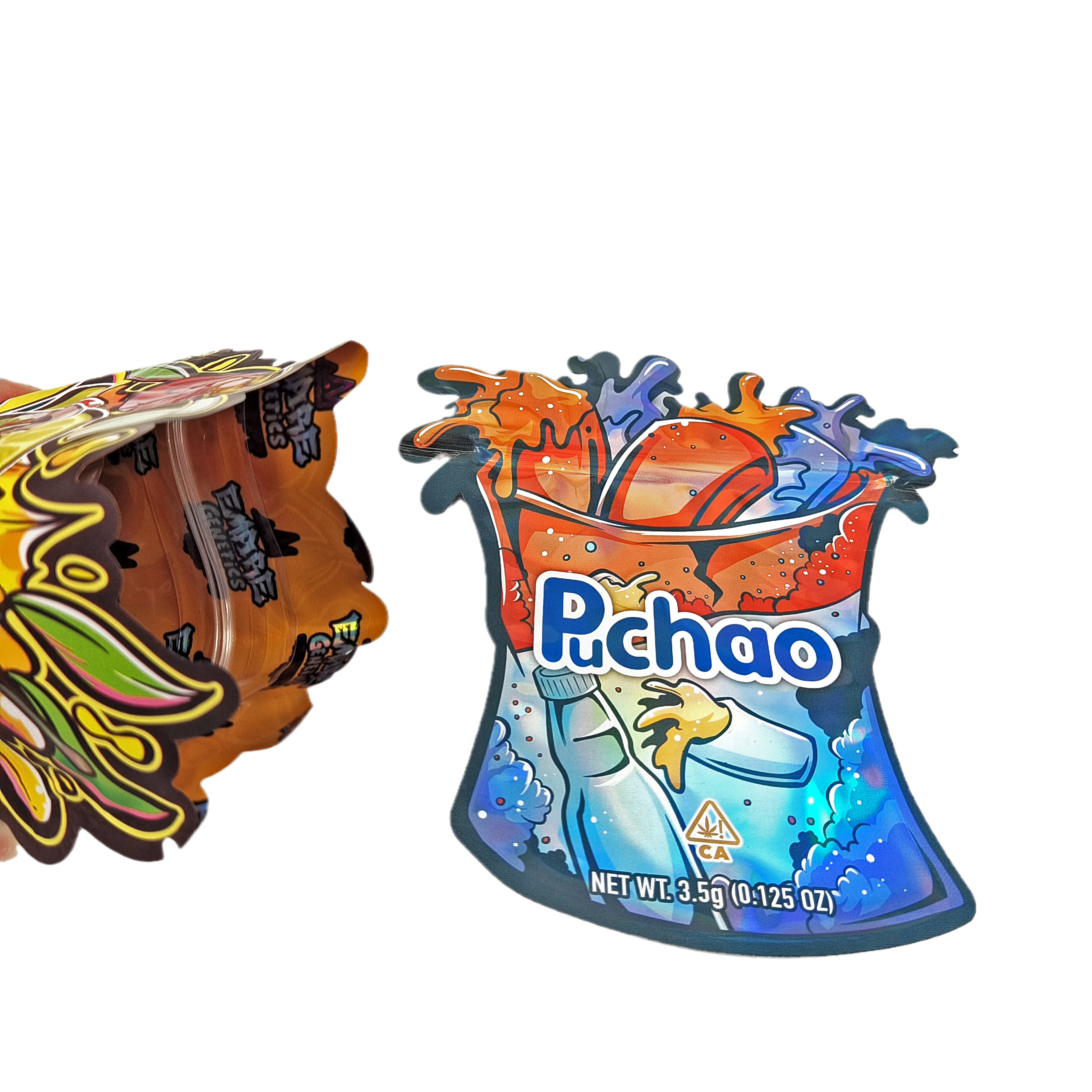 Custom Logo gedruckt Matte Soft Touch Unregelmäßige spezielle Form Verpackung 3,5 g Kinderschutz Aluminiumfolie Tasche