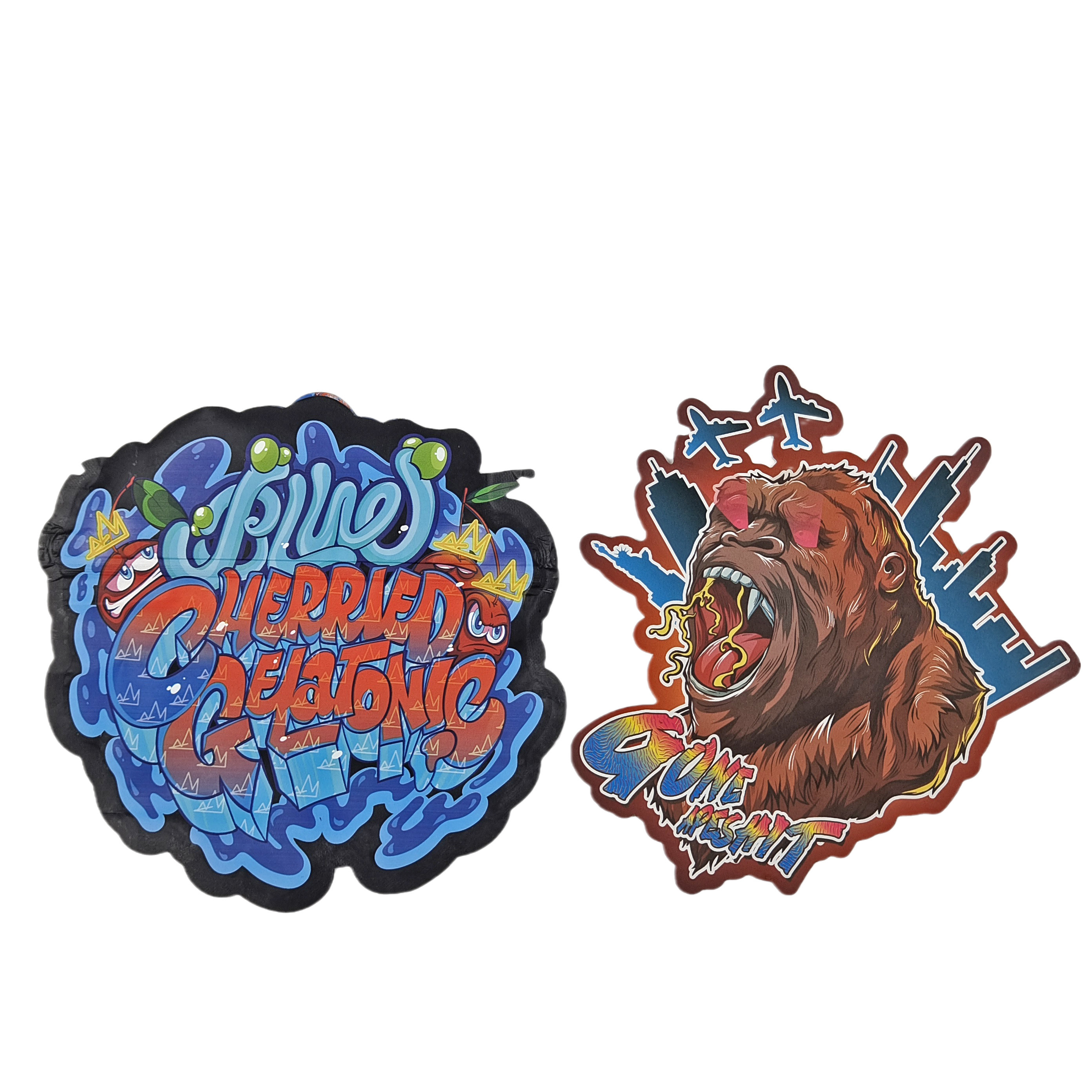 Custom Design gedruckte Mylar-Taschen Verpackung Soft Touch Plastic 3,5 g Mylar-Taschen Stanzschnitt Unregelmäßige Taschen Verpackung