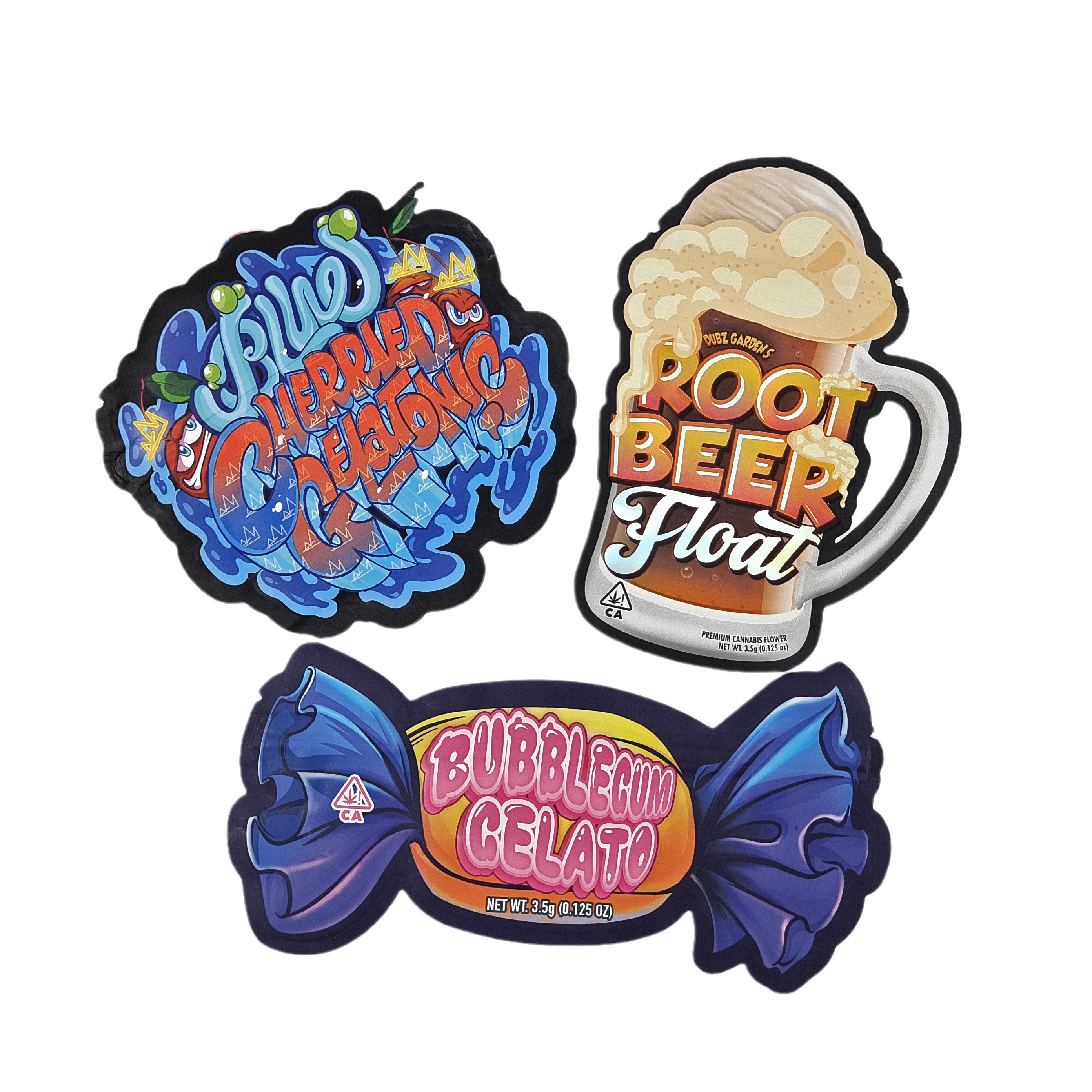 3.5-g, 7-g, 14-g, 28-g, speziell geformte, geruchsfeste Lebensmittel-Süßigkeiten-Tasche