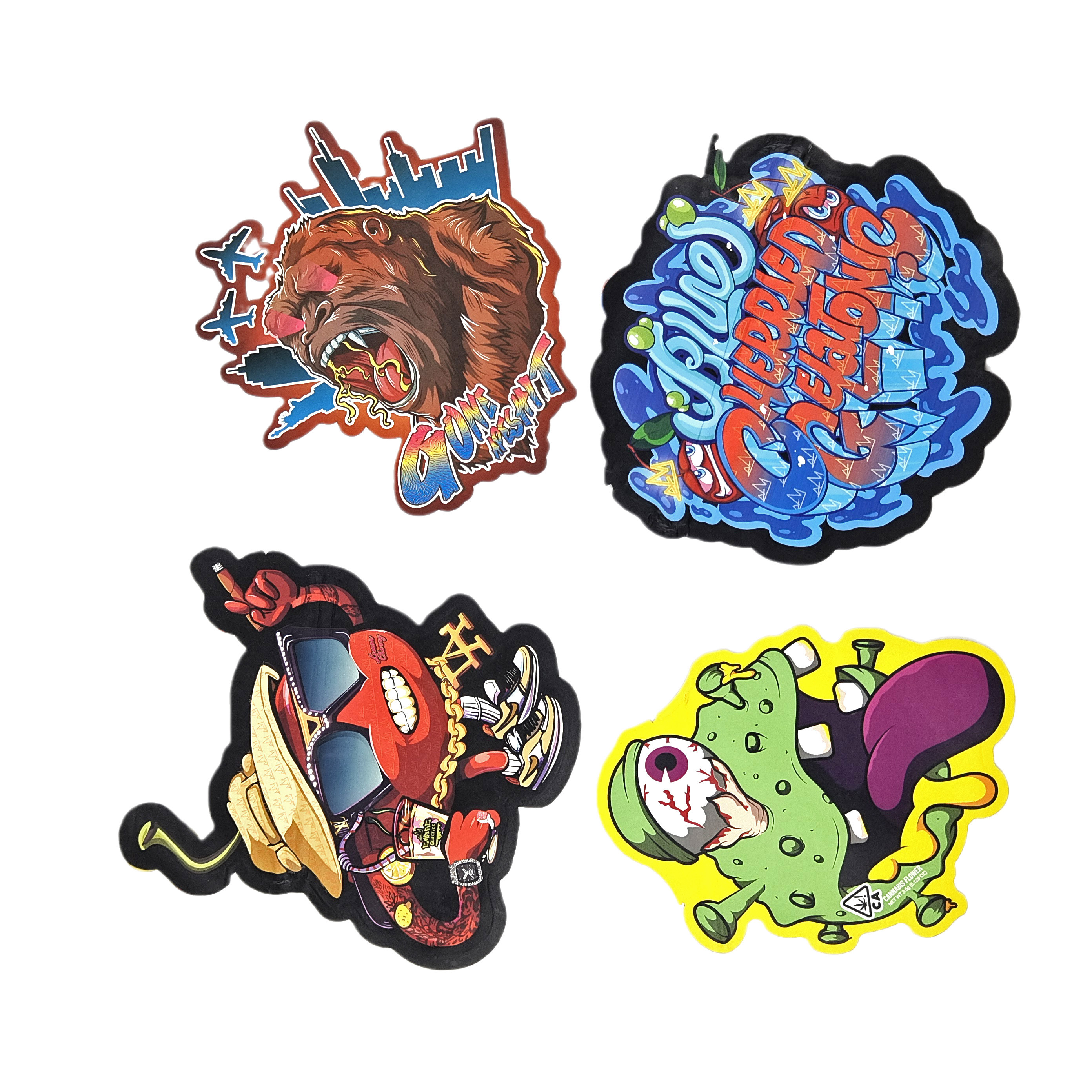 Speziell gedruckte Speisebeutel Plastikverpackung Die Cut Spezialform Plastikbeutel mit Ziplock 3,5g Snack Mylar Beutel