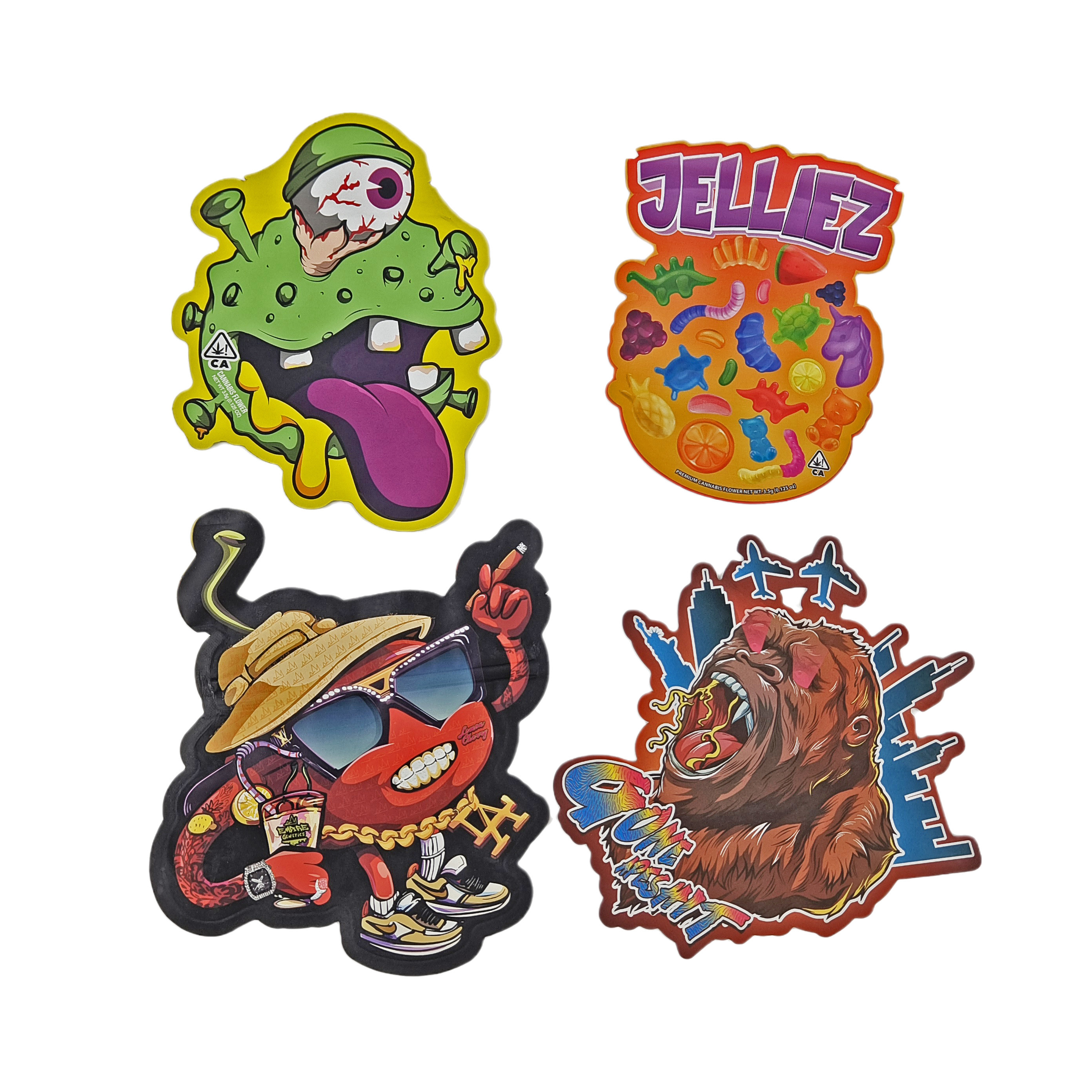 Custom gedruckte 3,5 g Cookie Candy Snack speziell geformte Ziplock Plastiktüten mit geruchsicheren Stanzschnitt Mylar Taschen