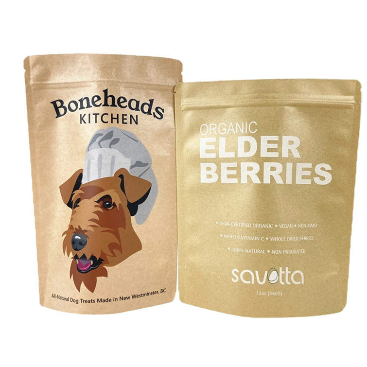 Digitales Drucken Custom Logo Weiße Kraftpapierbeutel für Mango Pulver Nüsse Haustierfutter Biologisch abbaubares Geruchsfester Papier Packa