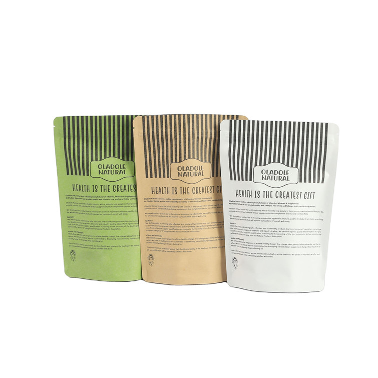 Digitales Drucken Custom Logo Weiße Kraftpapierbeutel für Mango Pulver Nüsse Haustierfutter Biologisch abbaubares Geruchsfester Papier Packa