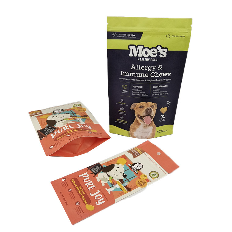 Maßgeschneidertes, umweltfreundliches weißes Kraftpapier, Mangopulver, Nüsse, Tiernahrung, biologisch abbaubarer Reißverschluss, geruchsichere Papierverpackung