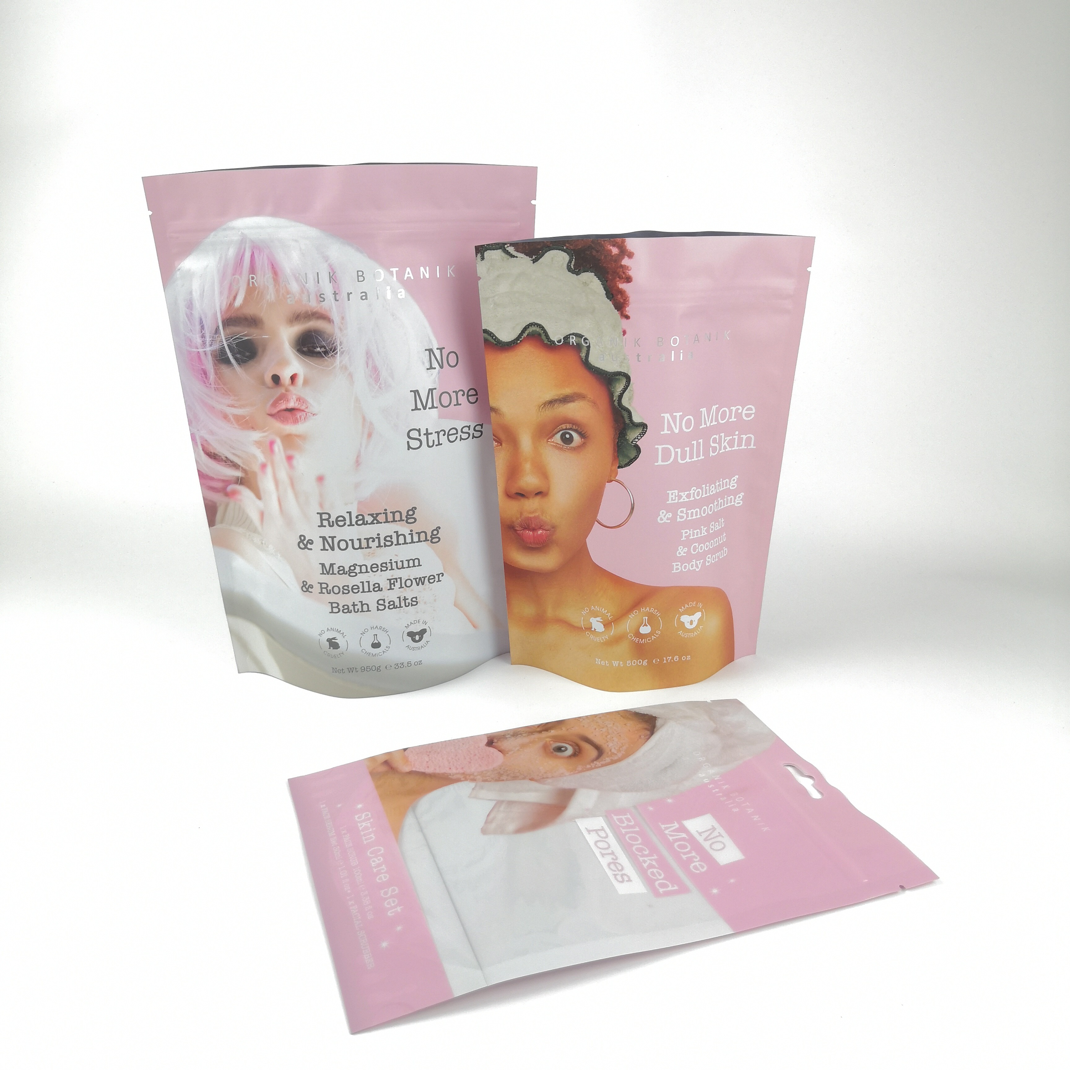 Fabrik-Cutsom gedruckte Plastik-Stand-up-Tasche wieder verschließbare Plastiktüten mit Logo-Druck