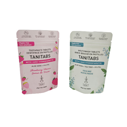 Umweltfreundliche kompostierbare Kraftbeutel mit wieder verschließbarem Reißverschluss für kosmetische Pulverpackungen