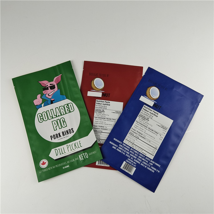 Hersteller angepasste Größe Aufbewahrung Snack-Tasche Verpackung Matte Aluminiumfolie Stehen Sie auf Tasche Ziplock Verpackungstasche