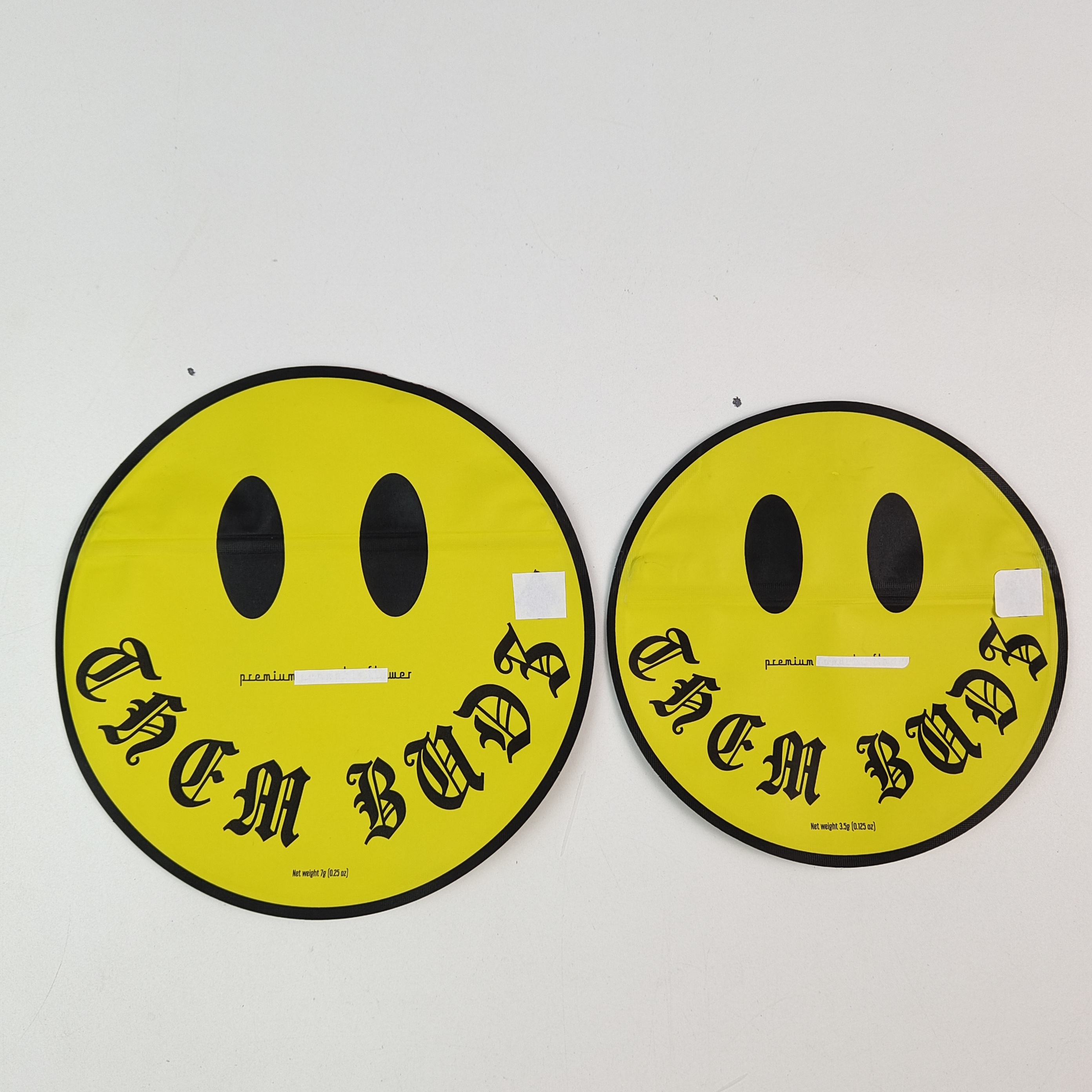 Unregelmäßige 3,5 g 7 g Mylar Taschen mit Reißverschluss Innen Druck Aluminiumfolie Geruchsfeste essbare Kunststoffbeutel