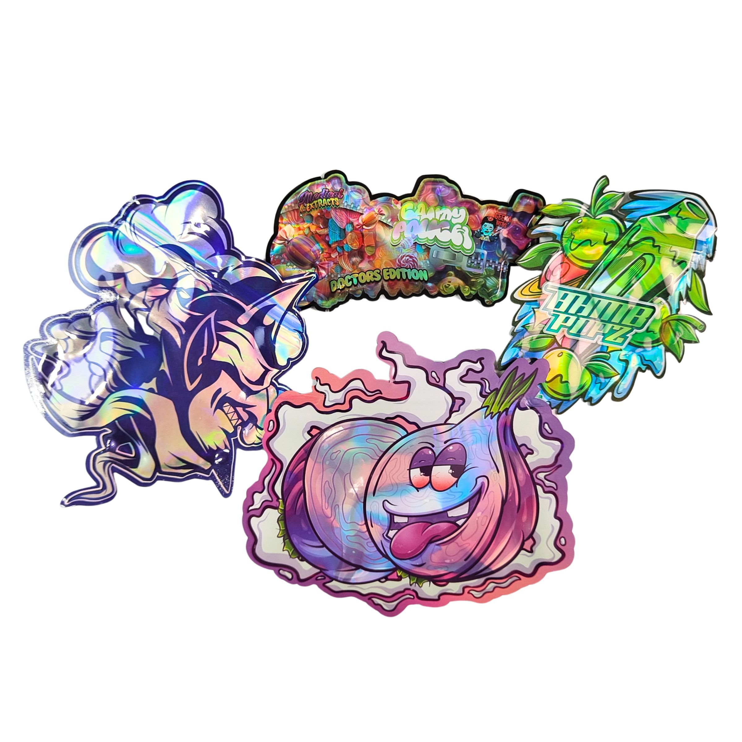 Benutzerdefinierte Form 3,5g Display-Box Mylar-Beutel Kindersicher Soft-Touch Stanzbeutel für 1g 3,5g 7g 14g 28g Essbares Plastik