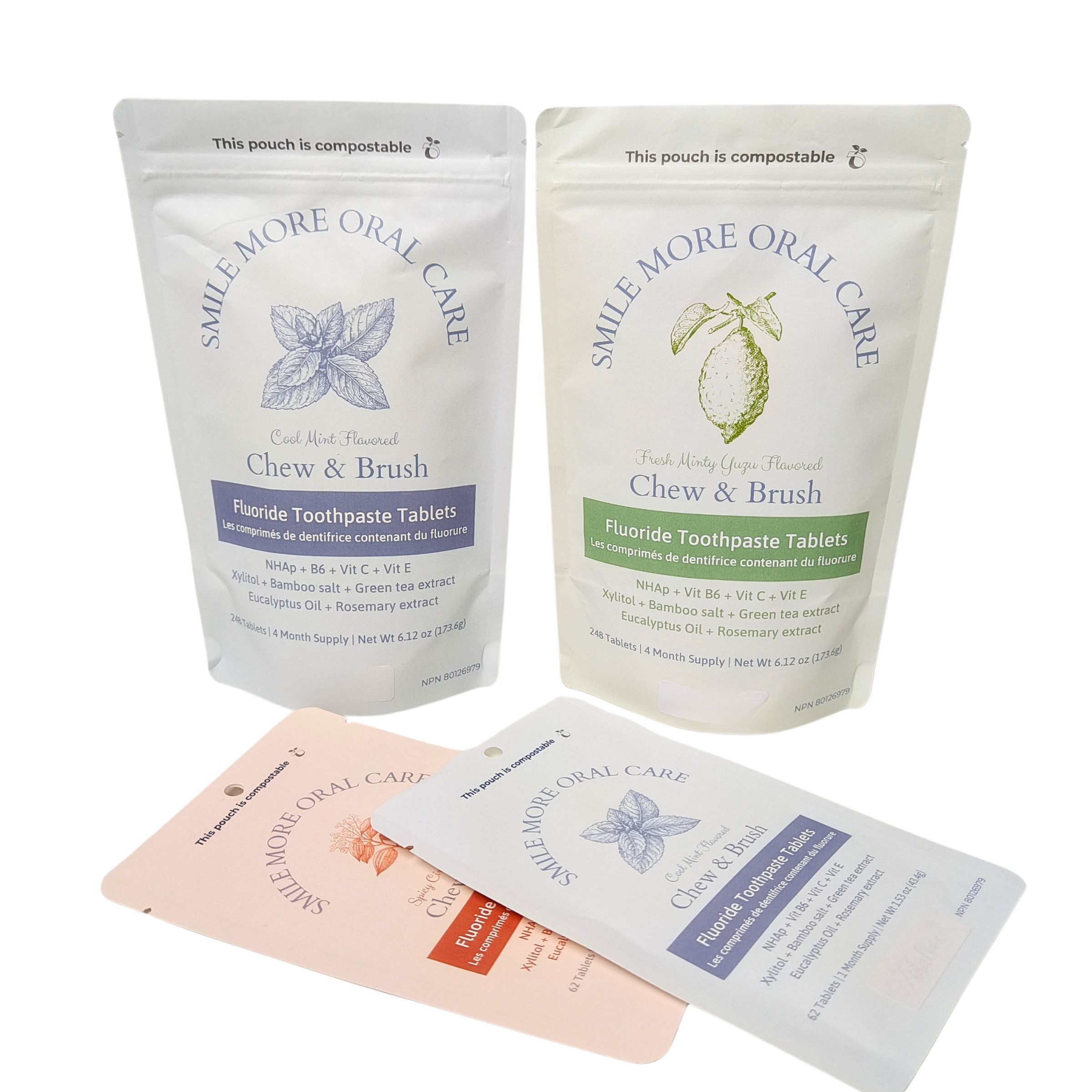 Biologisch abbaubare Kraftpapier-Beutel, weiße Standbodenbeutel, Ziplock-Verschluss, Kunststoffverpackung für Tierfutter, kompostierbar