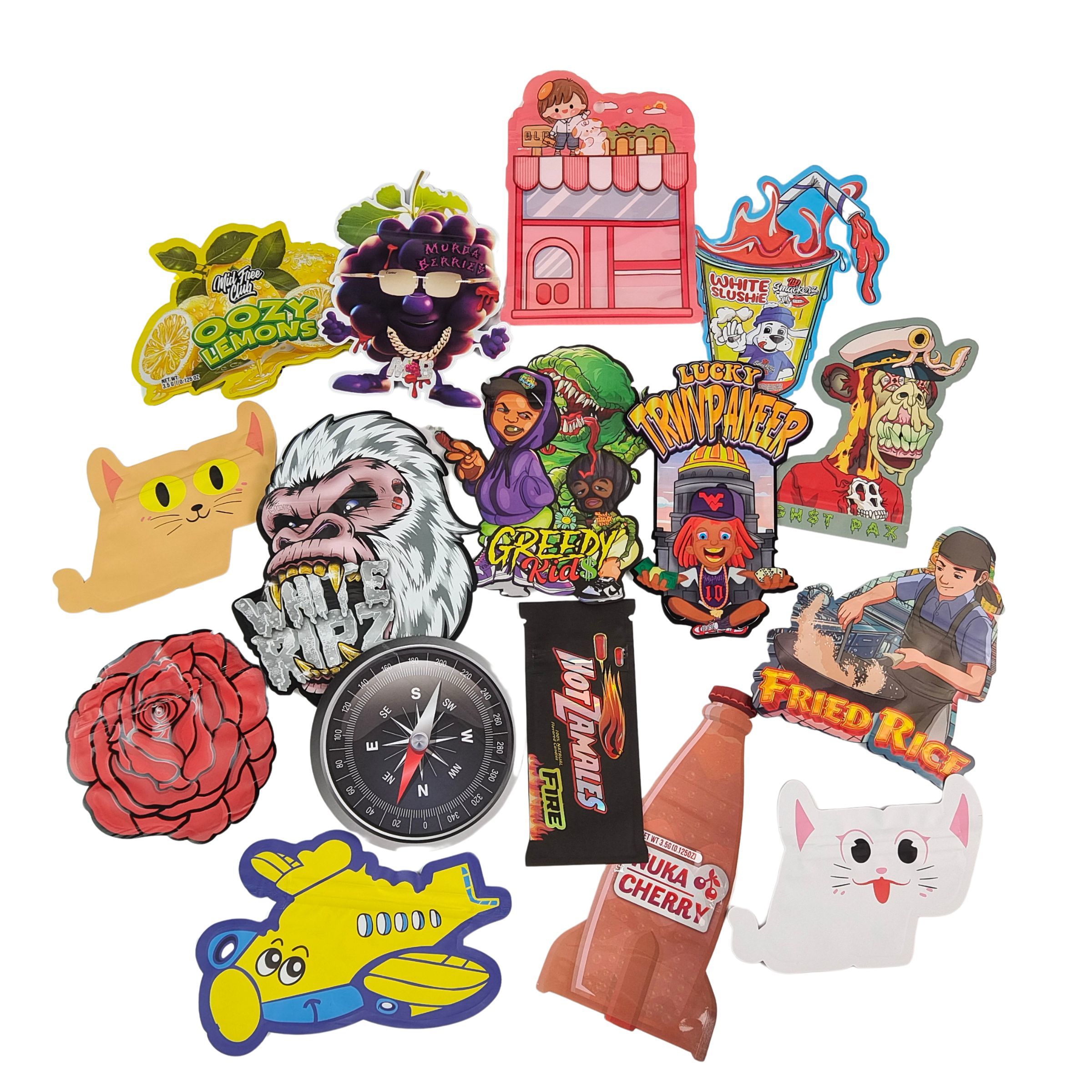 Unregelmäßige wiederverschließbare 3,5 g Kindersichere Mylar-Taschen Digitaldruck PET Ziplock-Verpackung für essbare Gummi-Cookies