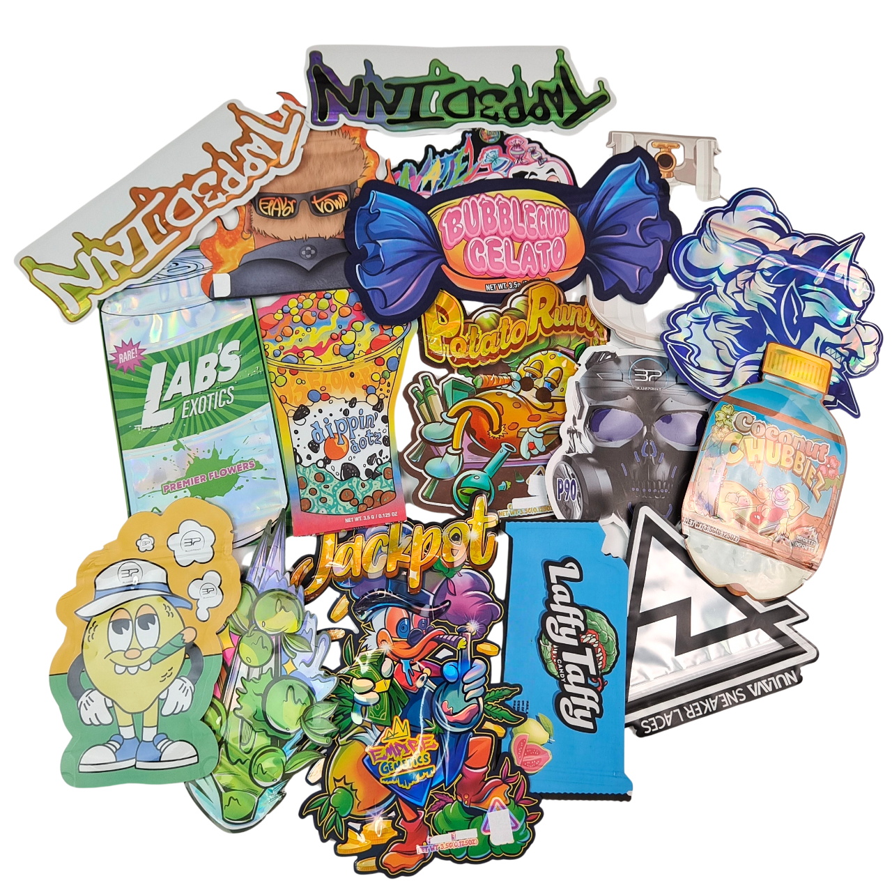 Rainbow-Verpackung Kundenspezifische Stanzform Mylar-Beutel Sonderform 3,5 g 7 g 14 g 28 g Kindersicher Geruchsdicht Essbare Plastik-Blumentüte