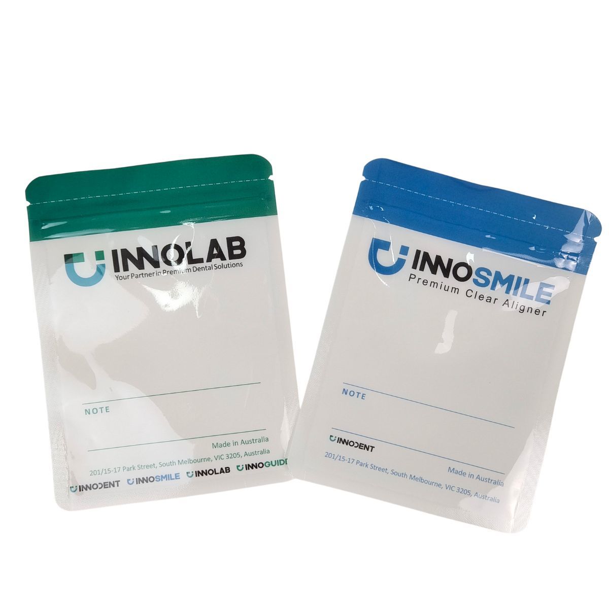 Anpassbarer weißer Reißverschlussbeutel für Zahnbehandlung Klarer Ausrichtungsmittel Verpackung Einseitig Klar mit Hitzeversiegelung und Logo-Ausrichtung