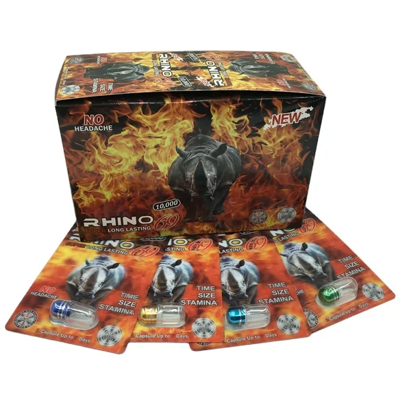 Großhandel Custom Rhino 100k 150k 200k Kapsel Verstärkung Pillen Medizin 3d Verpackungskarte mit Papier Displaybox