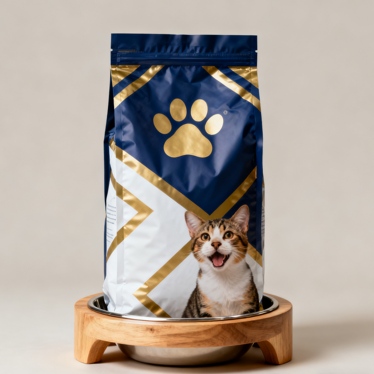 Kundenspezifische biologisch abbaubare Tierfutterverpackungen Mylar-Beutel Seitenfaltenbeutel Hunde- und Katzenfutter-Reißverschlussbeutel mit Ventil