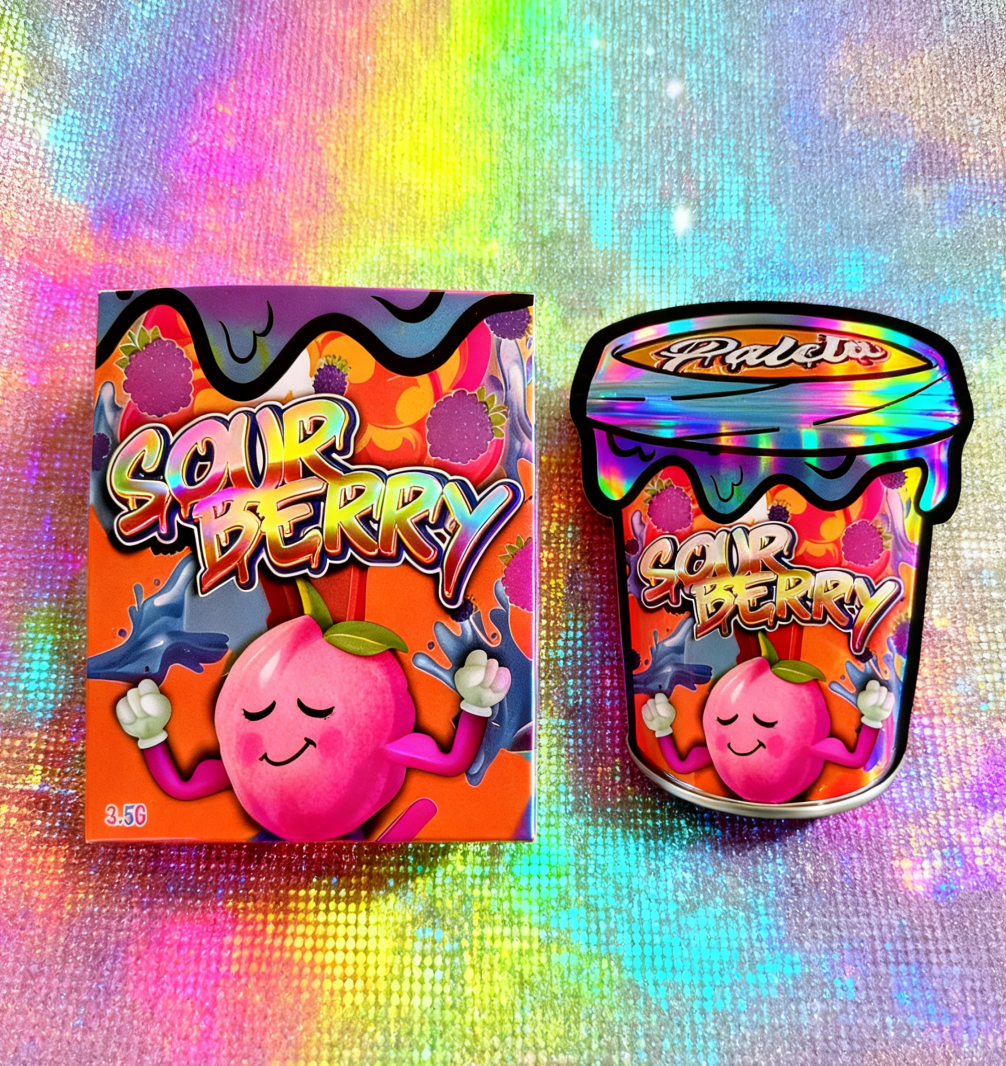 Holographische Box und Beutel 3,5 Mylar-Verpackungsset Wiederverschließbare 3,5g Essbare Mylar-Stanzbeutel mit Display-Müslischachteln