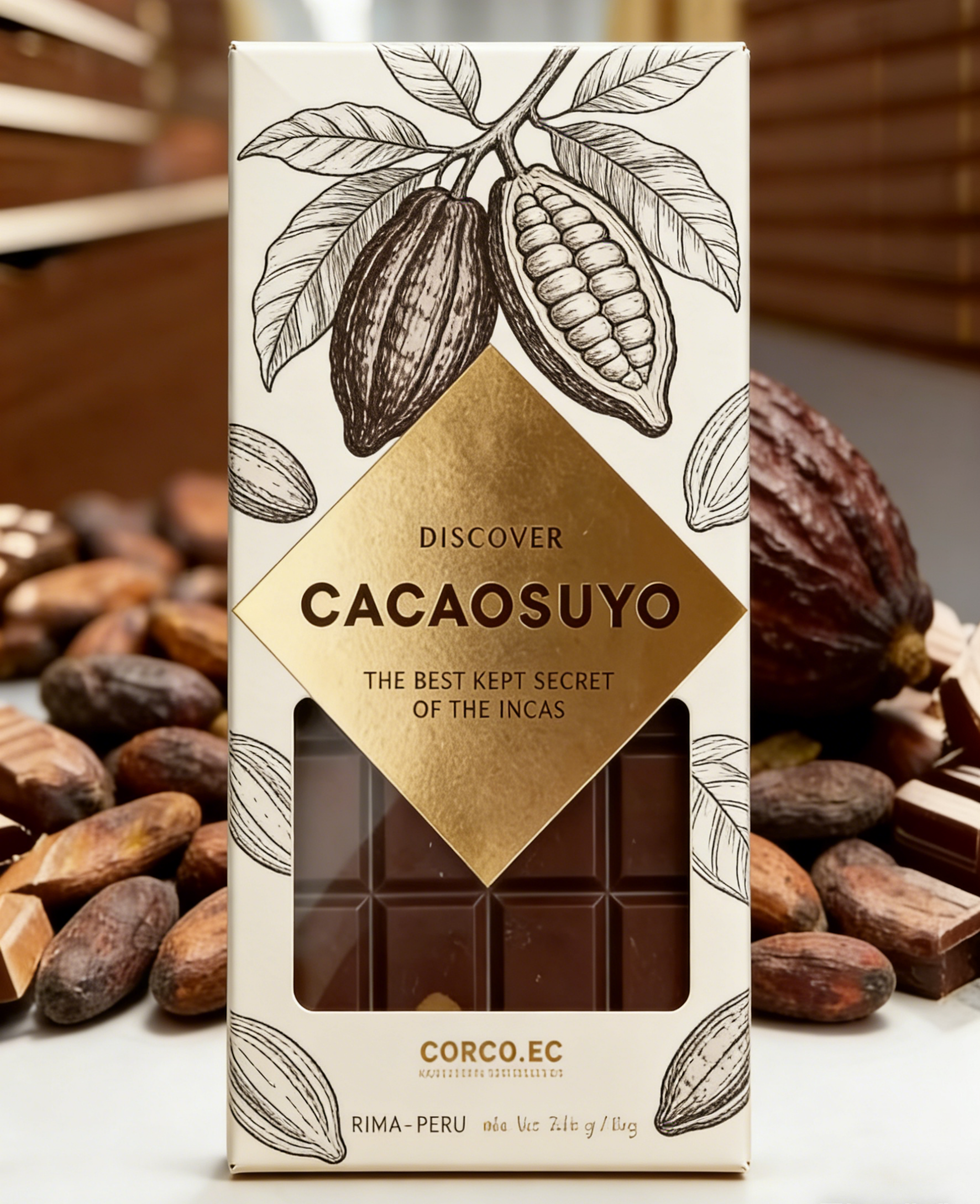 Individuell biologisch abbaubare Lebensmittelqualität Kraftpapierbox mit Klarsichtfenster für Schokoladenverpackungen