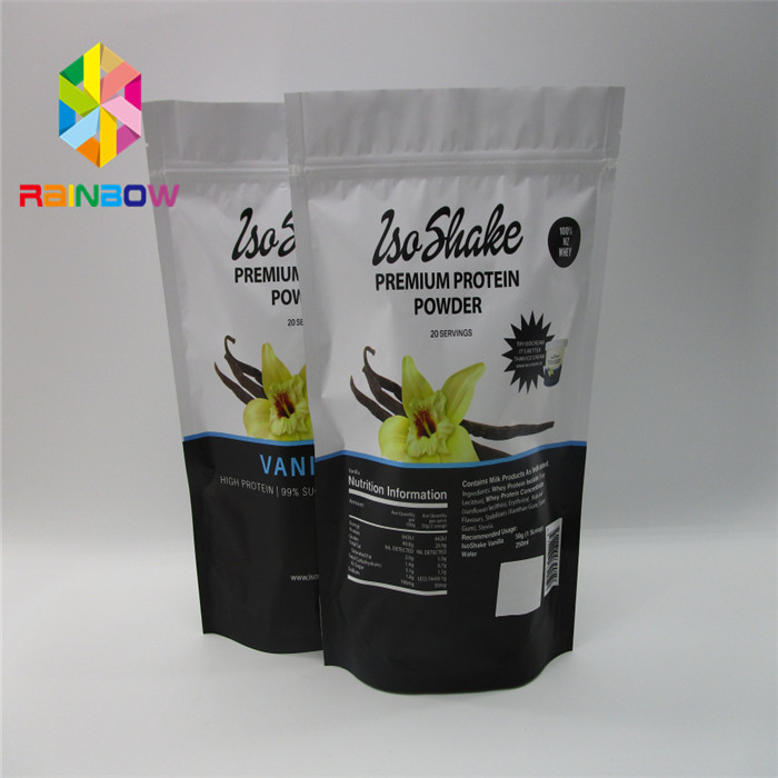 Recyclebare Plastikbeutel, die Aluminiumfolie-Tee-Nahrungsmitteltasche mit Reißverschluss für Protein-Pulver verpacken