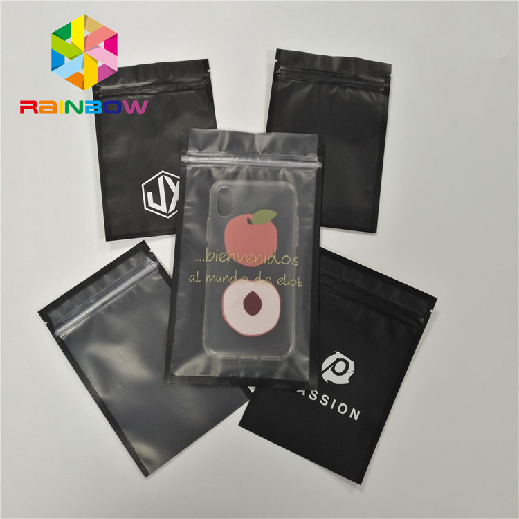 Gewohnheit druckte Plastiktasche der Seitendichtungs-drei für Telefon Shell, das mit Reißverschluss-und des freien Raumes Front verpackt